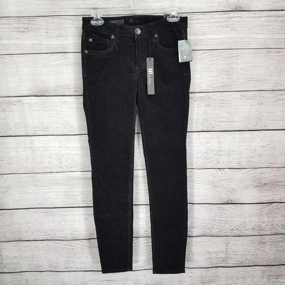 NWT KUT from the Kloth Diana Corduroy Pants Skinny Charcoal Women 0 Goth Fall